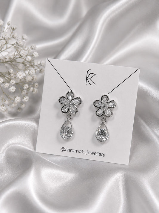 Floral Crystal Drop Earrings