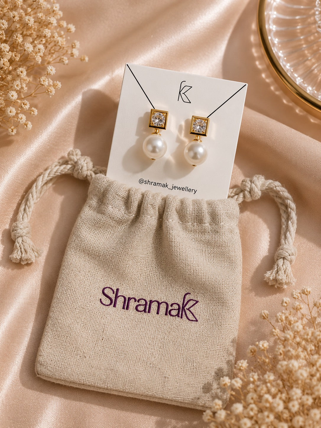 Pearl Luxe Crystal Stud Earrings.