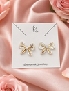 Gold-Tone Crystal Bow Stud Earrings