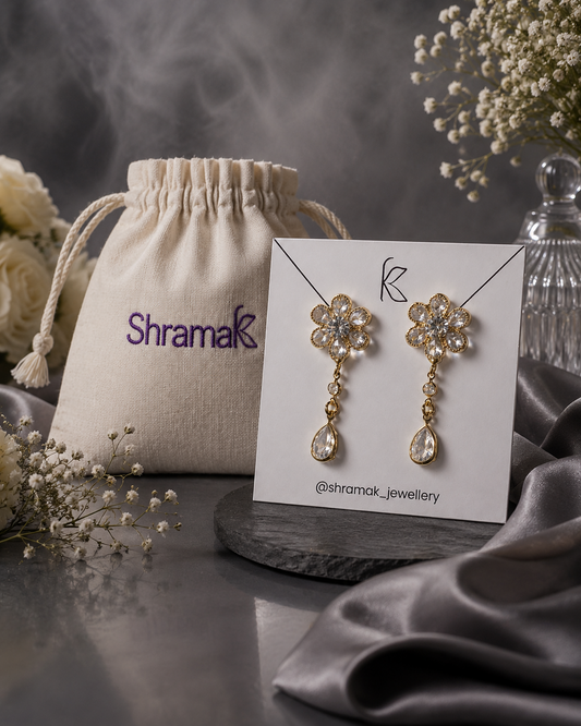 Floral Crystal Drop Earrings