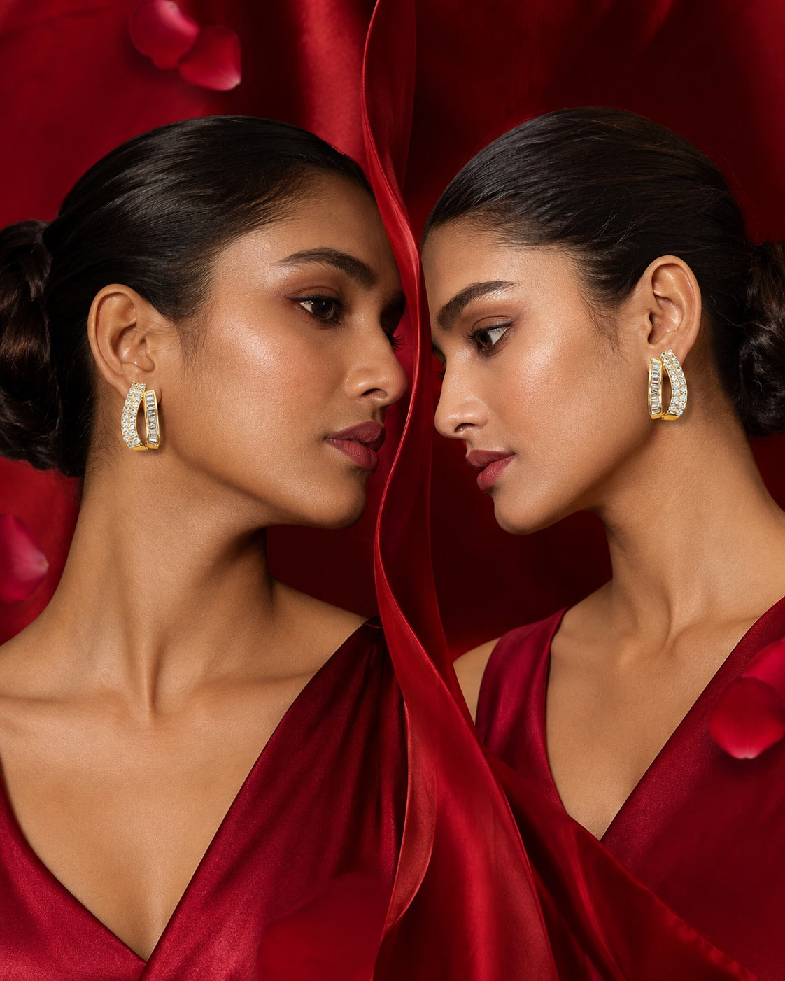 Gold-Tone Baguette CZ Crystal Statement Earrings
