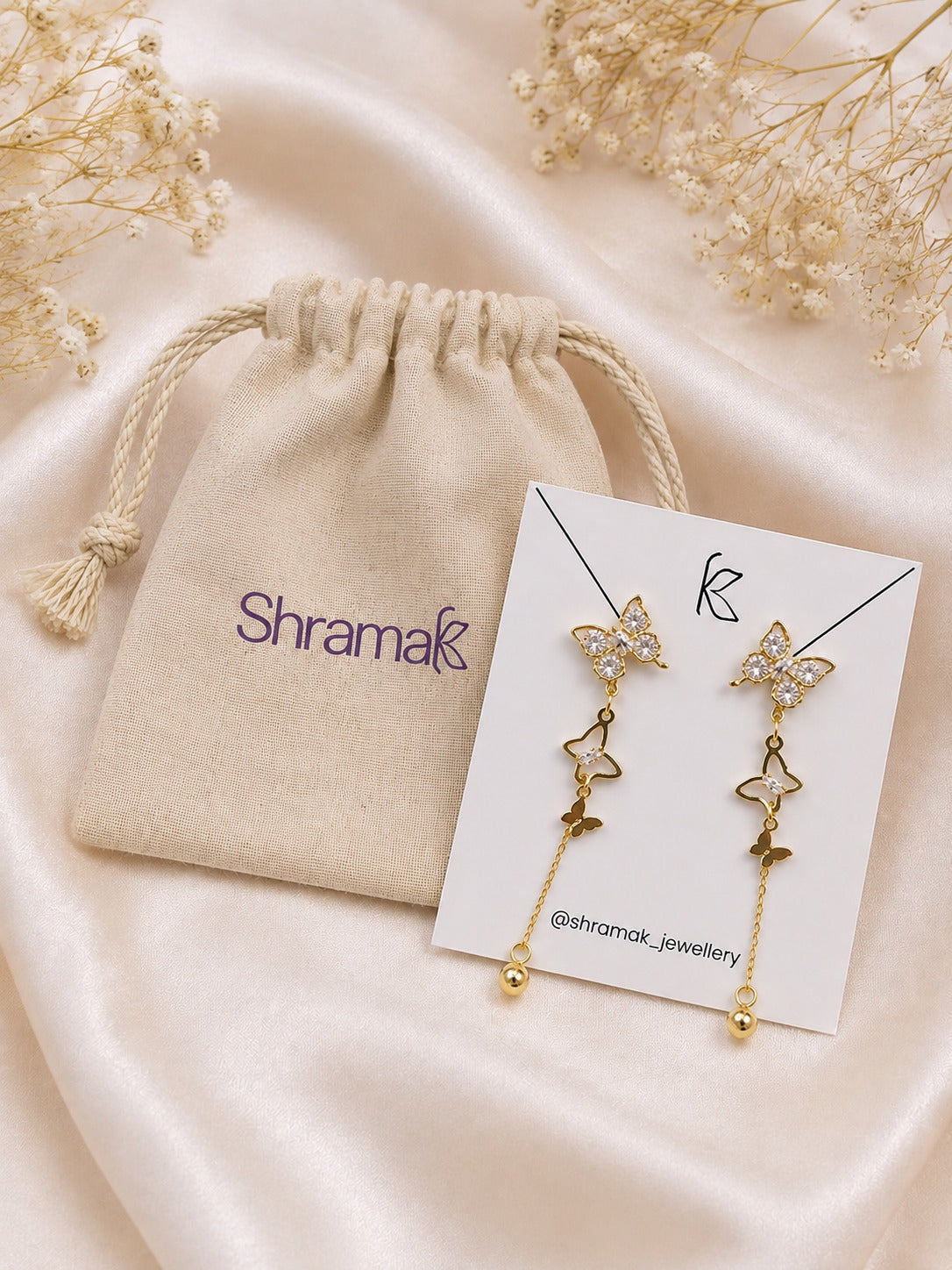Golden Butterfly Cascade Earrings