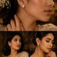 Gold-Tone Teardrop Crystal Stud Earrings