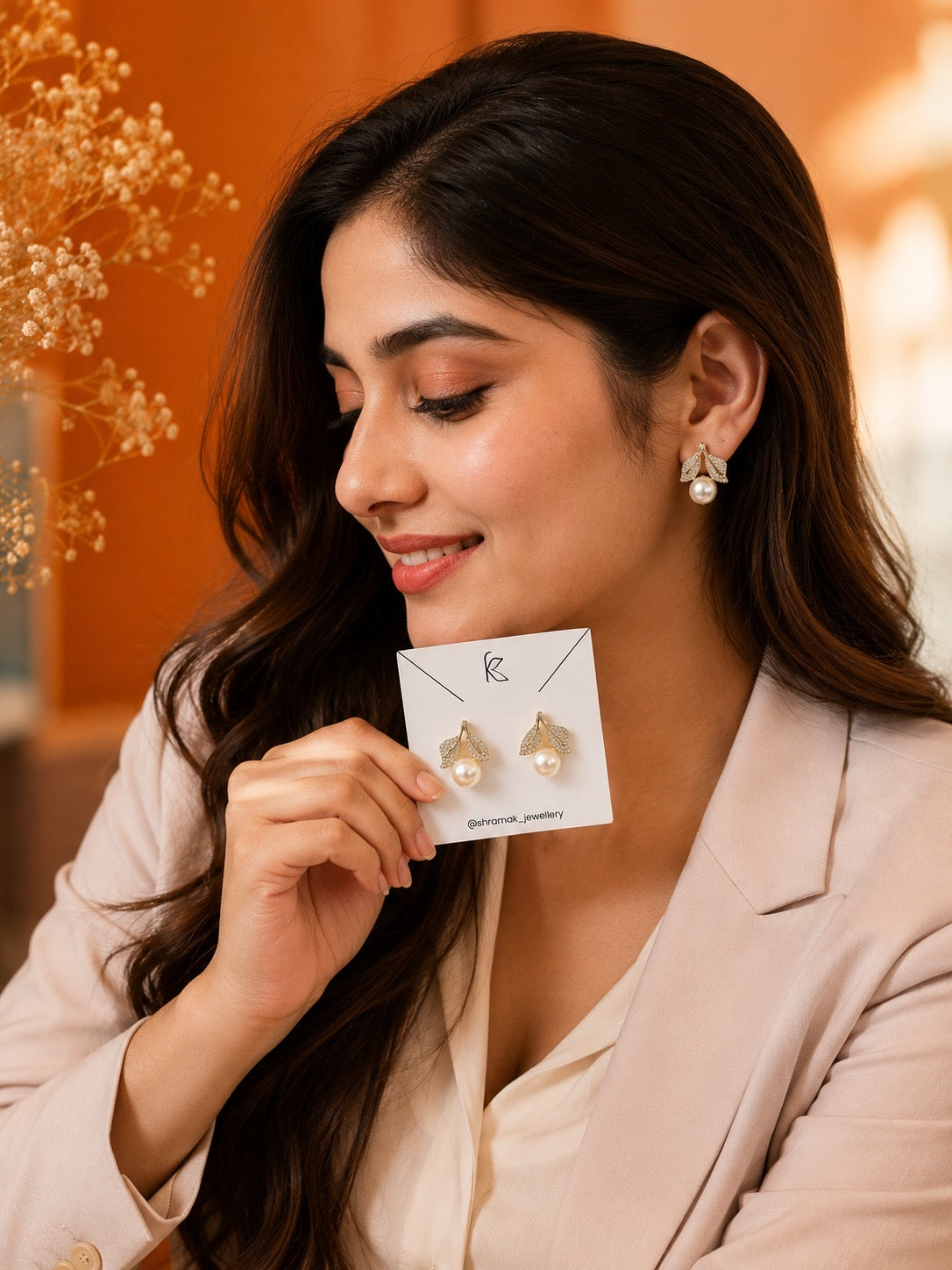 Golden Pearl Bloom Earrings