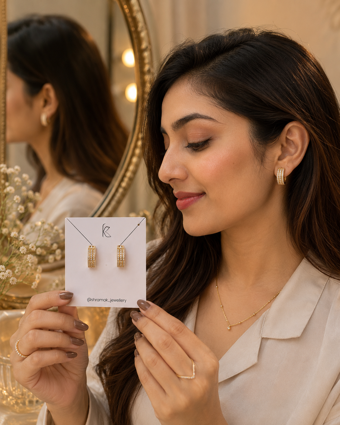 Royal Crystal Huggie Earrings