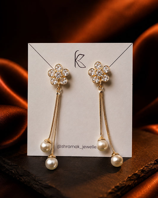 Floral Pearl Drop Earrings