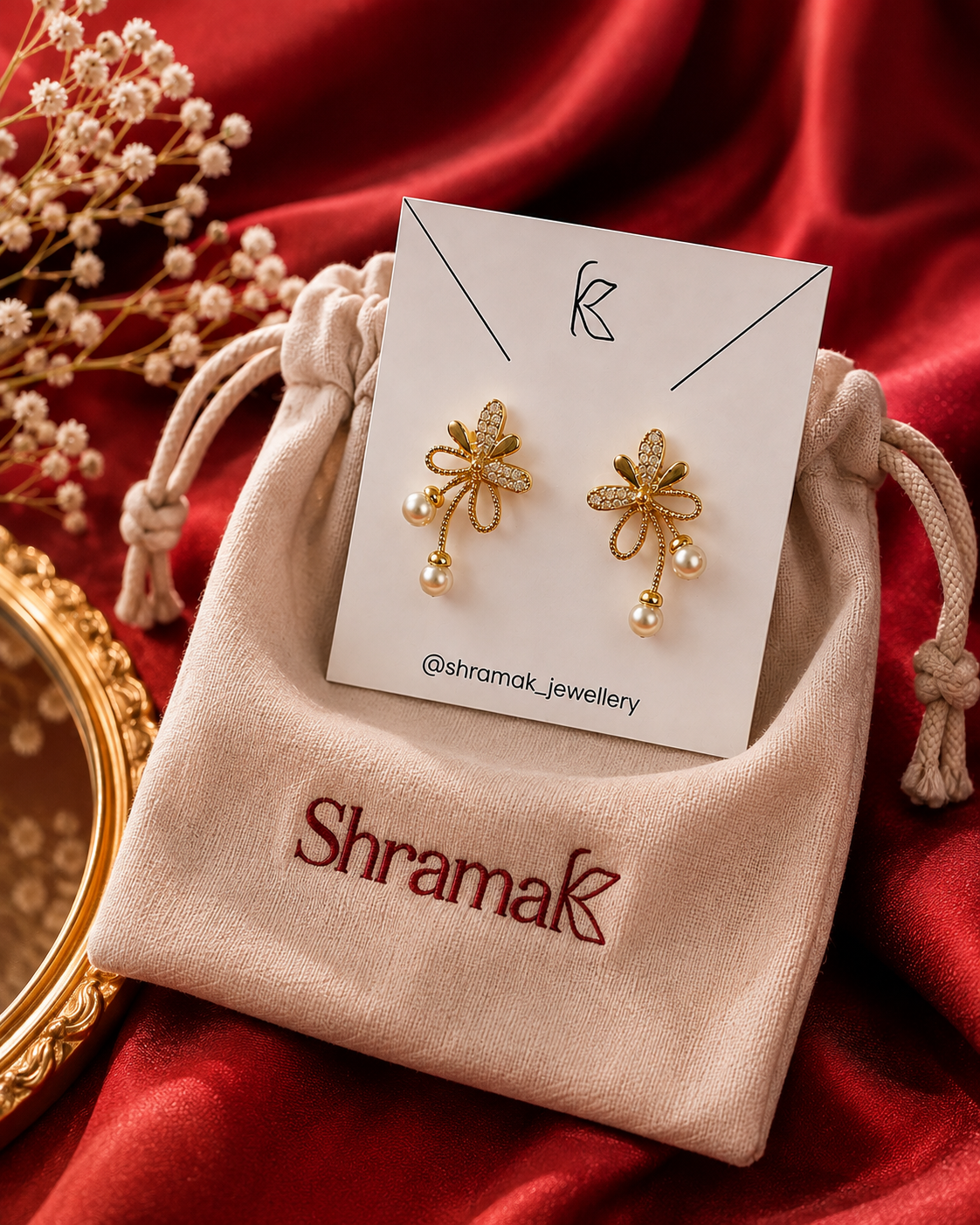 Golden Pearl Bloom Earrings