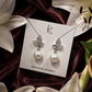 Silver-Tone Crystal Leaf Pearl Drop Earrings