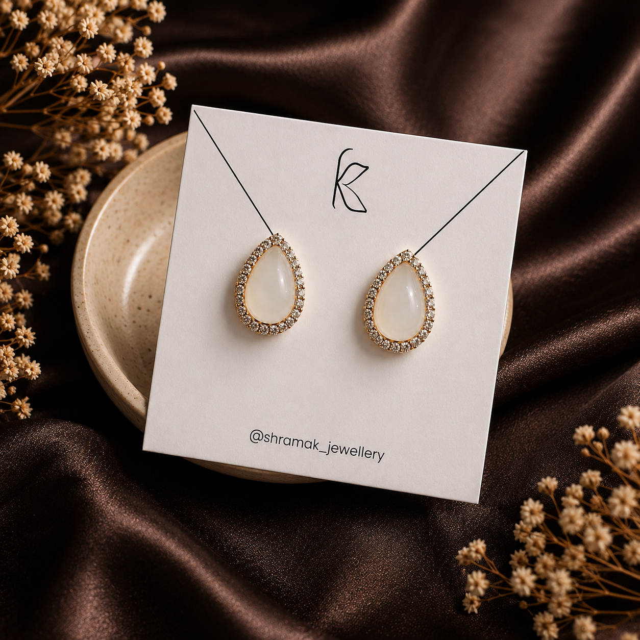 Gold-Tone Teardrop Crystal Stud Earrings