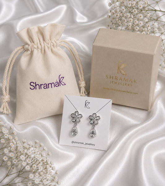 Floral Crystal Drop Earrings