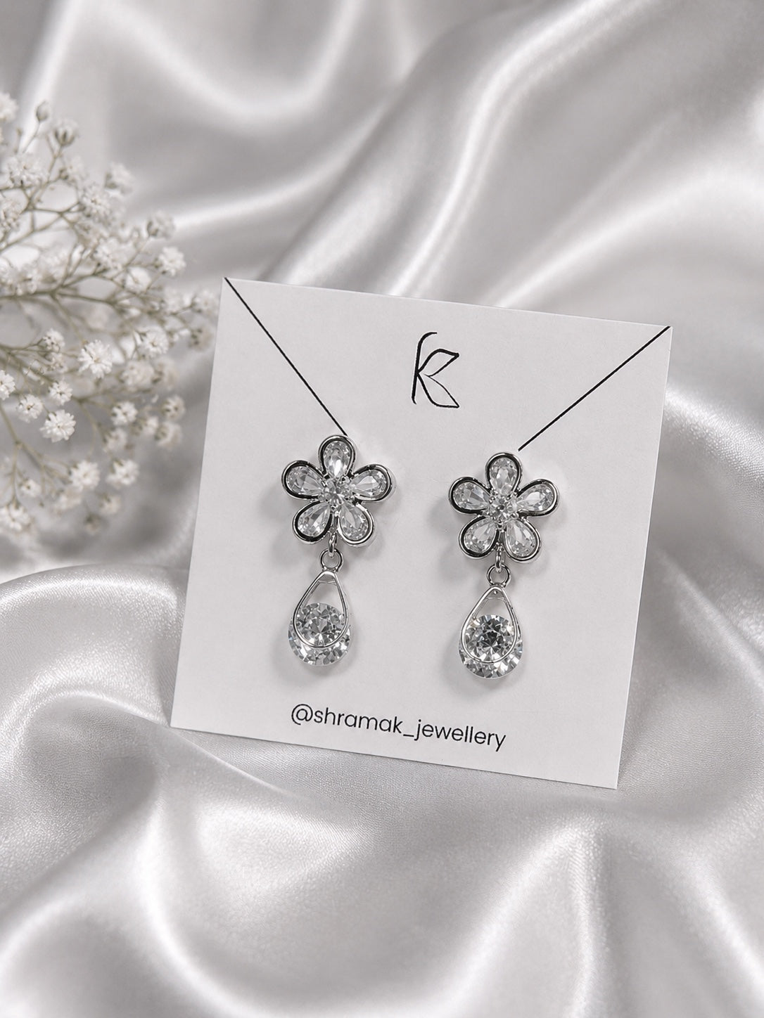 Floral Crystal Drop Earrings