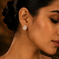 Gold-Tone Teardrop Crystal Stud Earrings