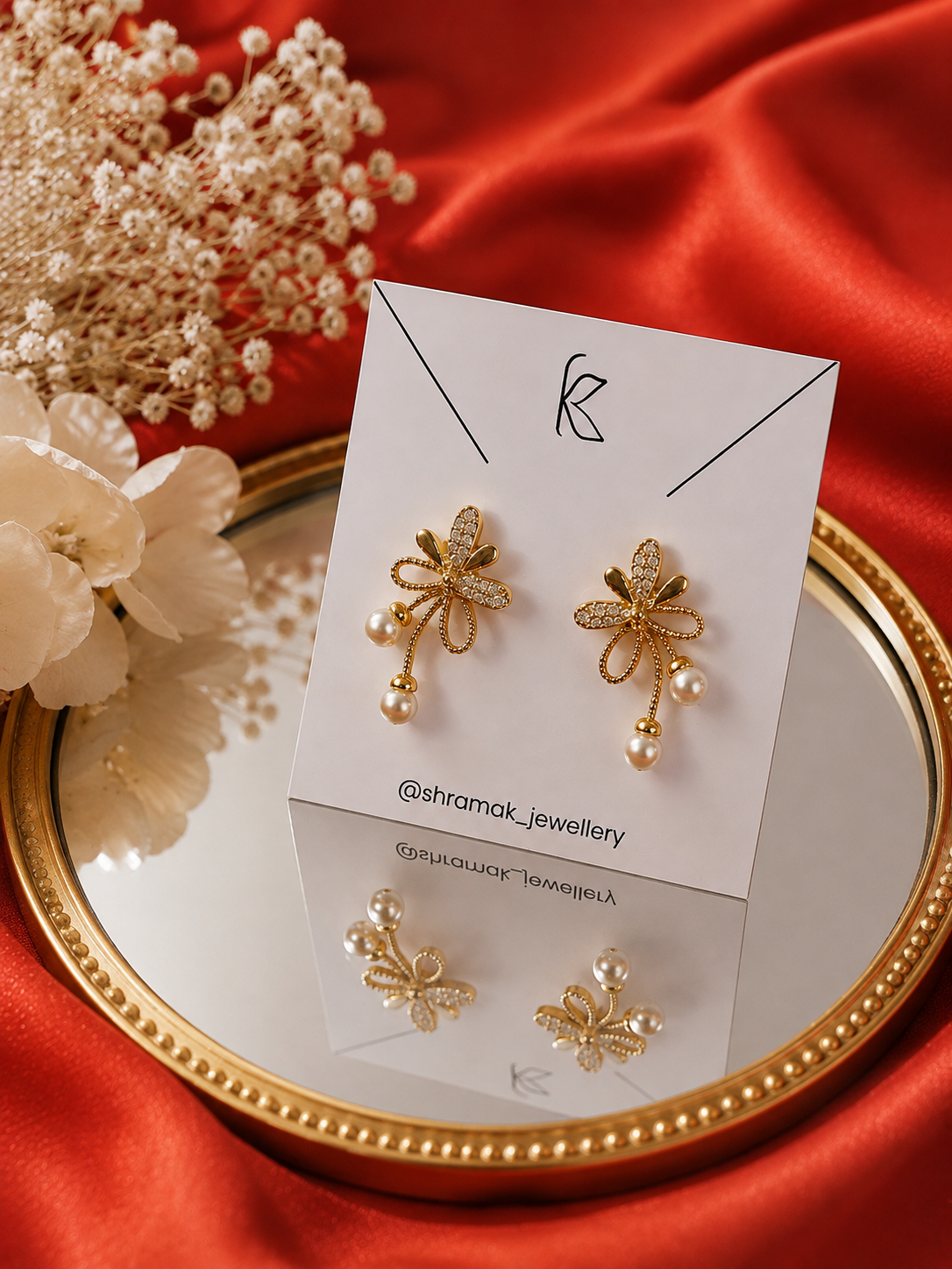 Golden Pearl Bloom Earrings