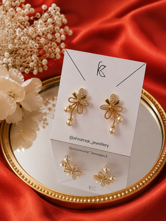 Golden Pearl Bloom Earrings