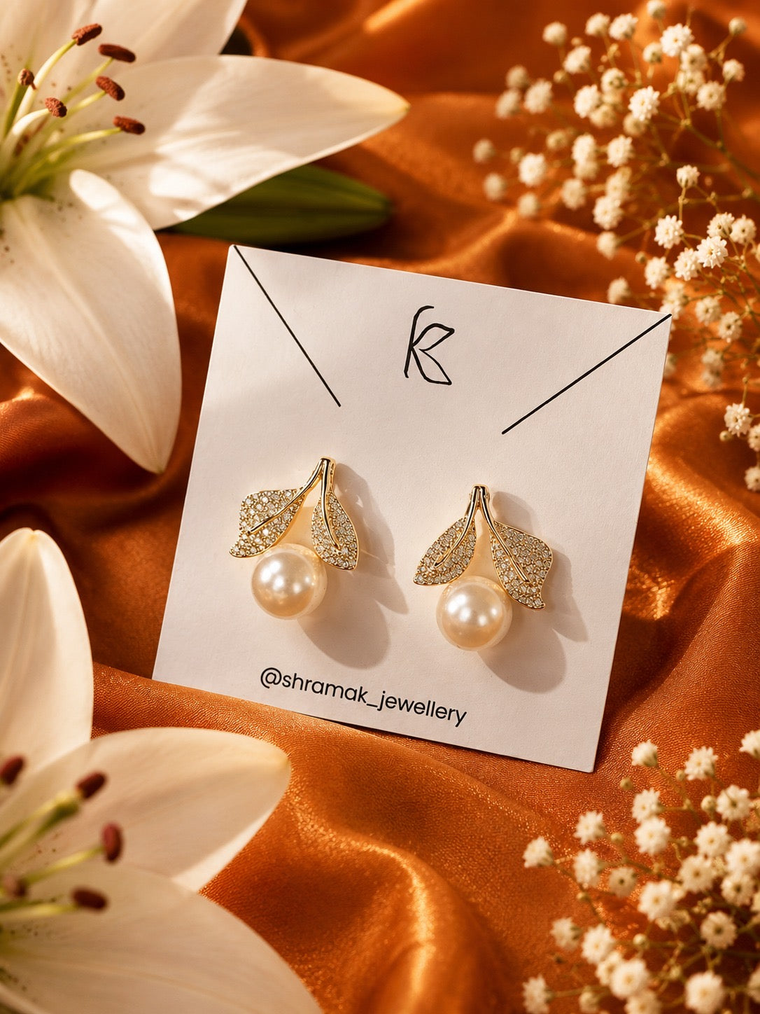 Golden Pearl Bloom Earrings