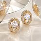 Gold-Tone Oval Crystal Stud Earrings