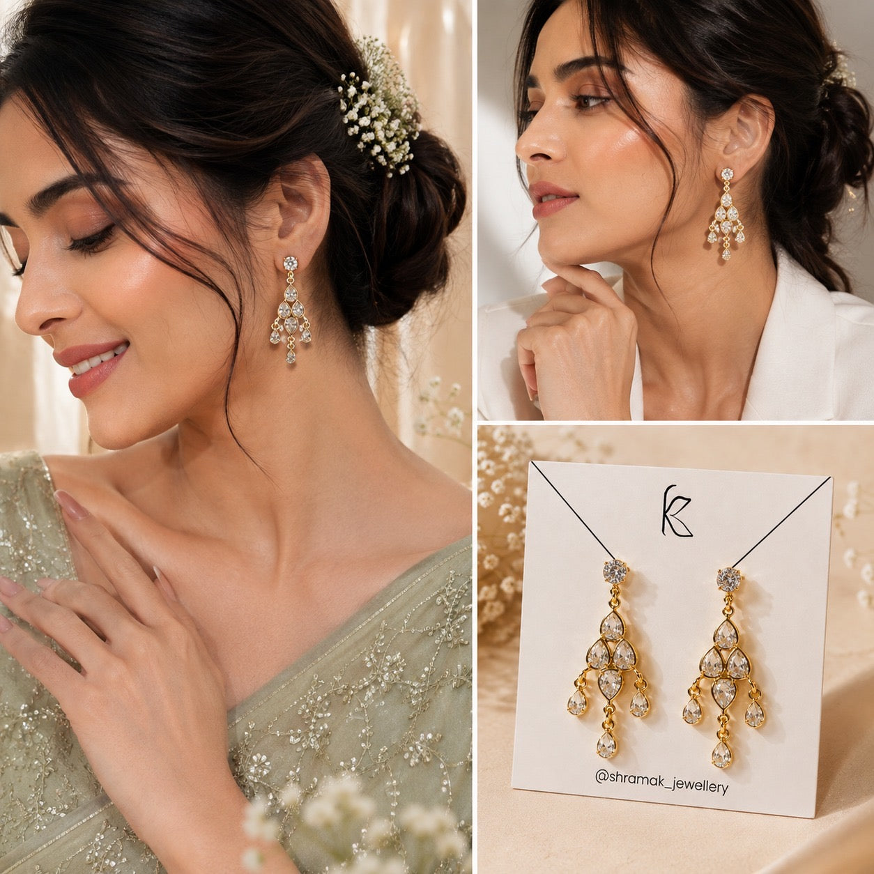Gold-Tone Crystal Drop Earrings
