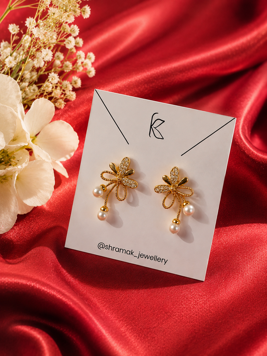 Golden Pearl Bloom Earrings
