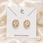 Gold-Tone Oval Crystal Stud Earrings