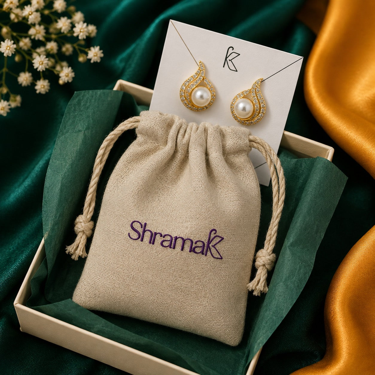Golden Pearl Aura Studs