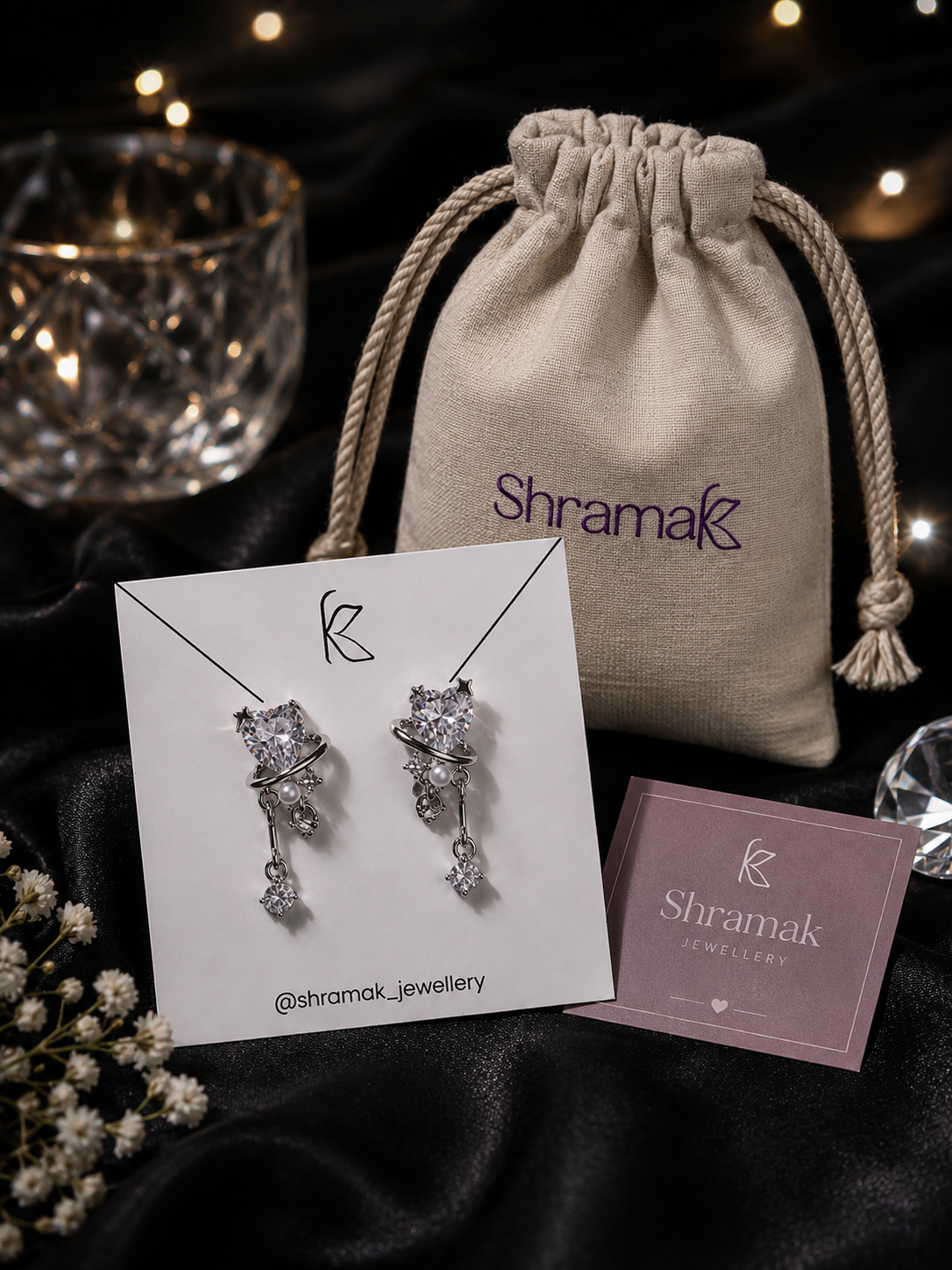 Celestial Heart Crystal Earrings