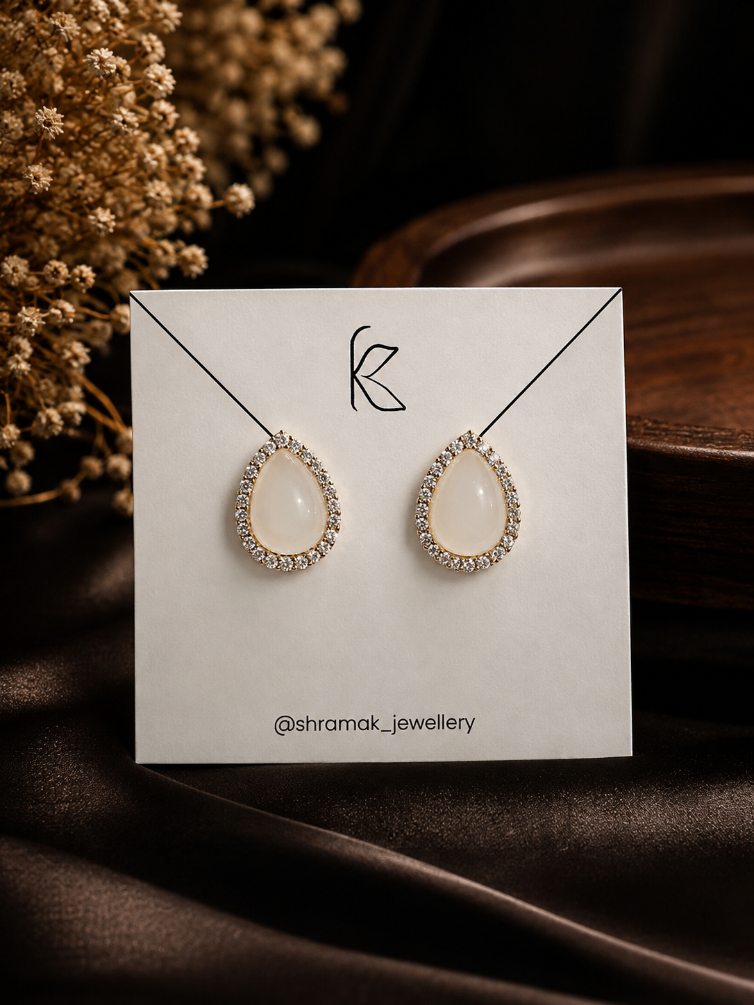 Gold-Tone Teardrop Crystal Stud Earrings