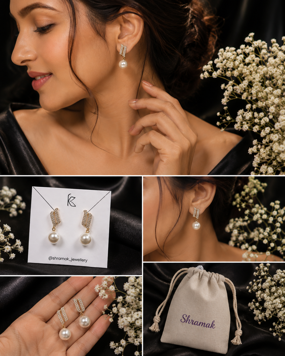 Gold-Tone Crystal Pearl Drop Earrings
