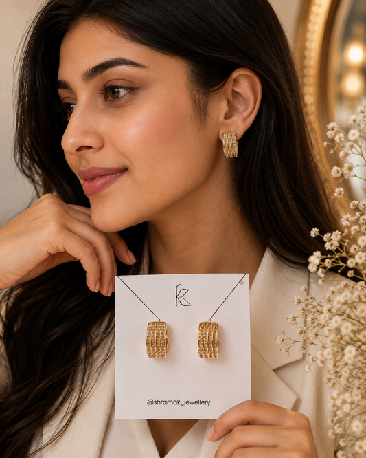 Royal Crystal Huggie Earrings