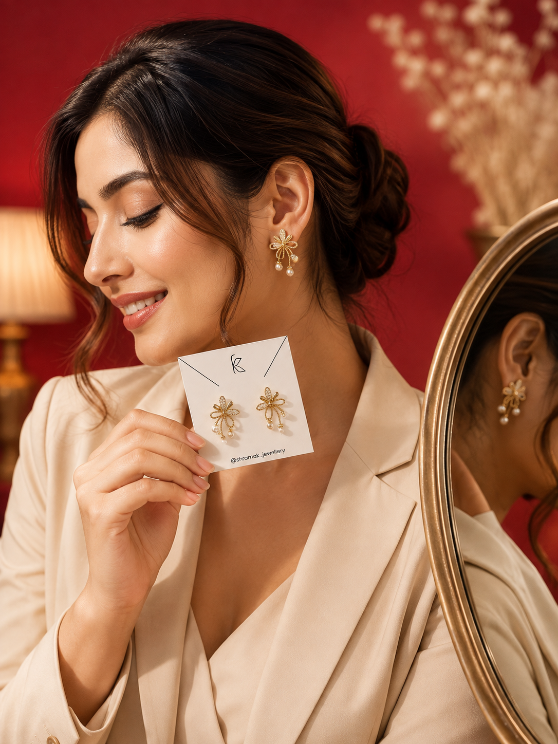 Golden Pearl Bloom Earrings