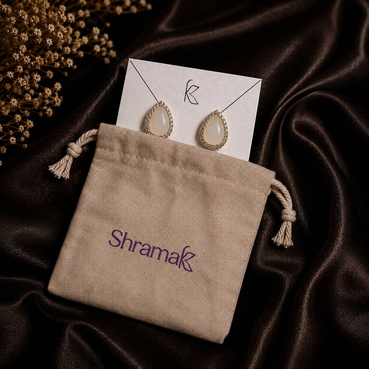 Gold-Tone Teardrop Crystal Stud Earrings