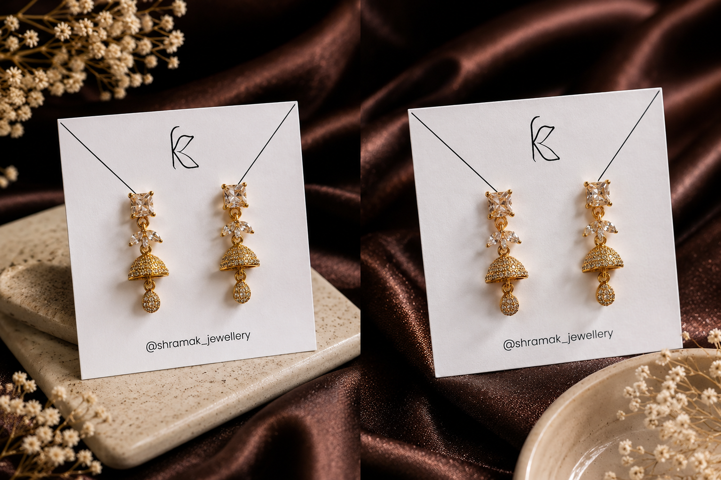Gold-Tone Crystal Jhumka Drop Earrings