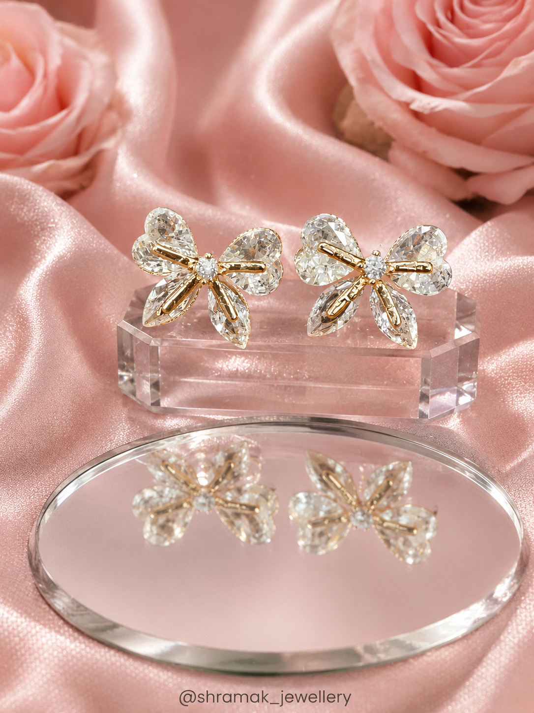 Gold-Tone Crystal Bow Stud Earrings