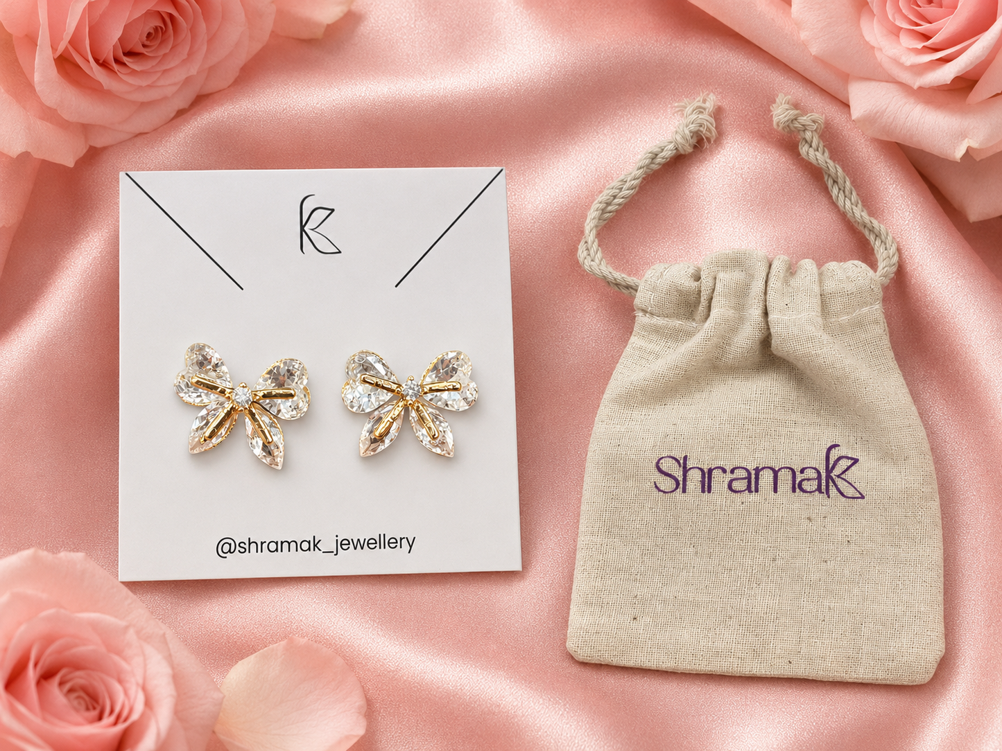Gold-Tone Crystal Bow Stud Earrings