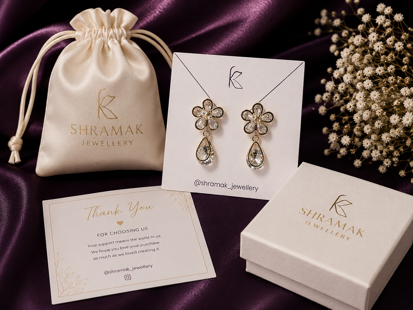 Floral Crystal Drop Earrings
