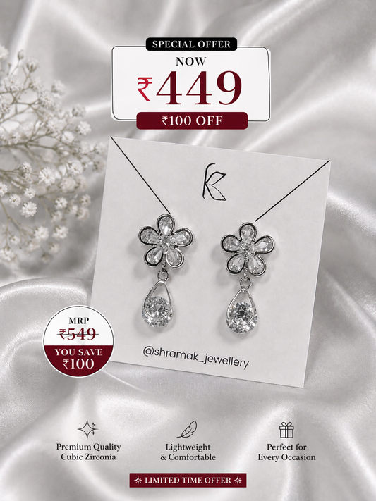 Floral Crystal Drop Earrings