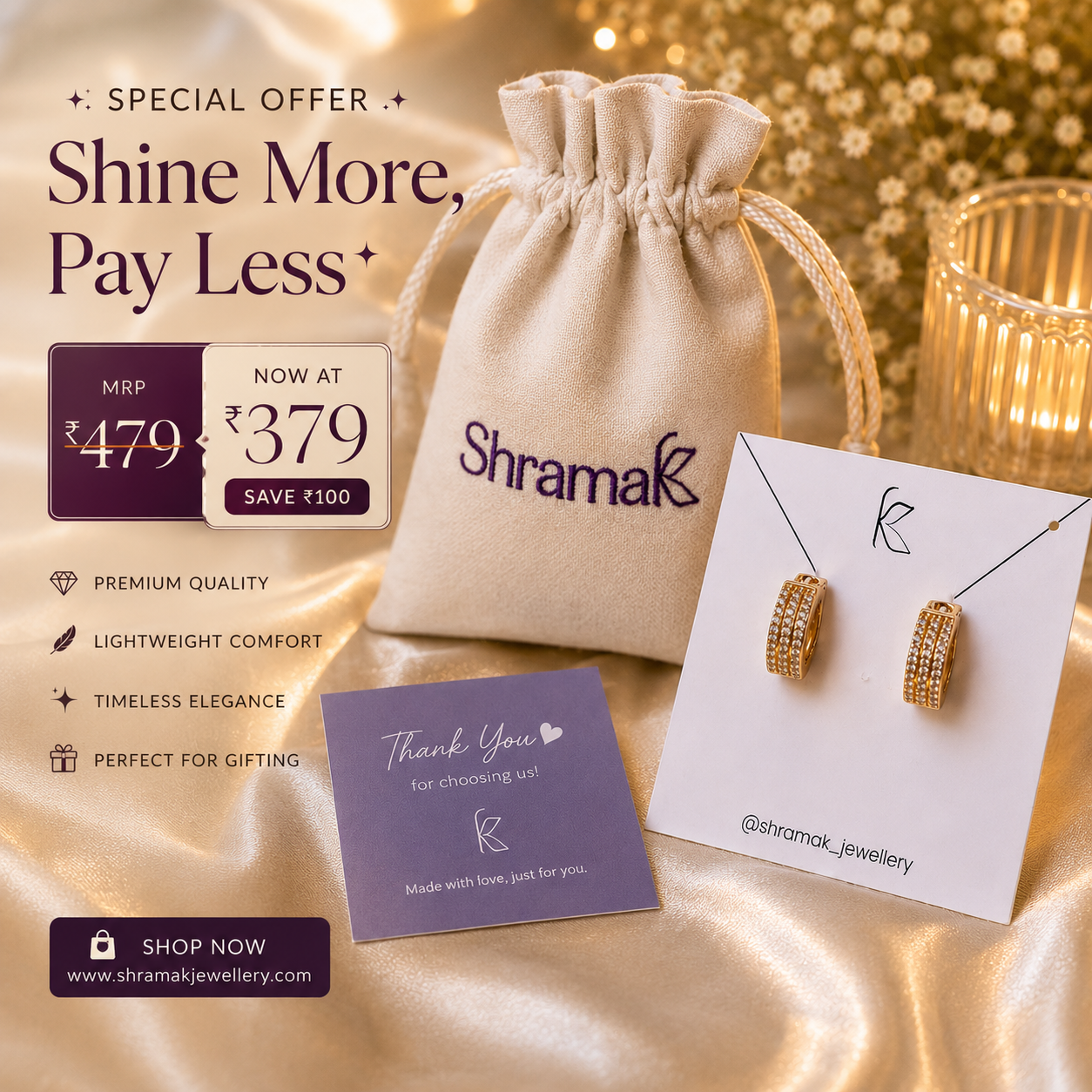 Royal Crystal Huggie Earrings