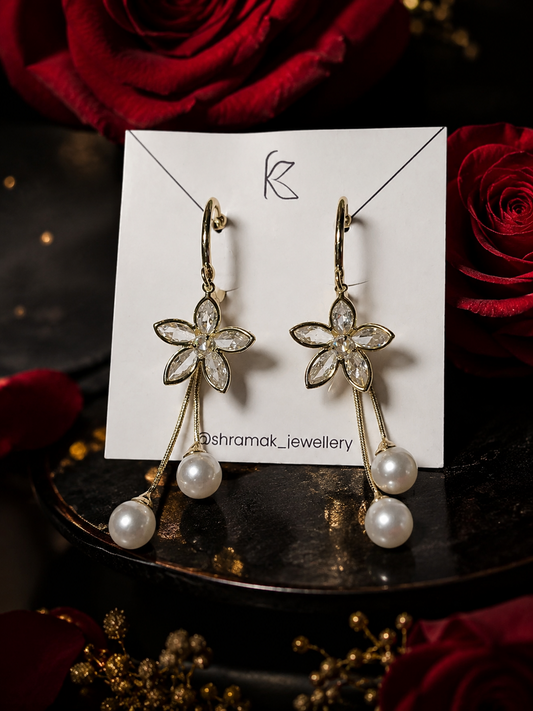 Floral Pearl Drop Earrings