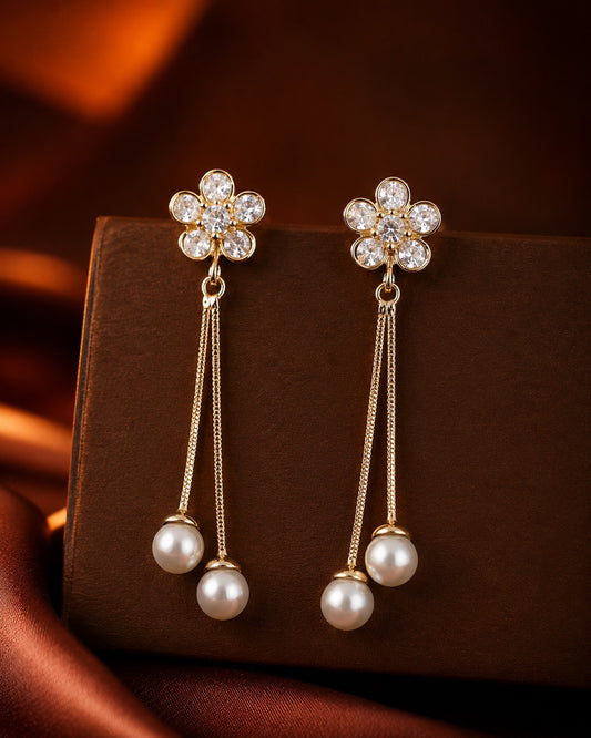 Floral Pearl Drop Earrings