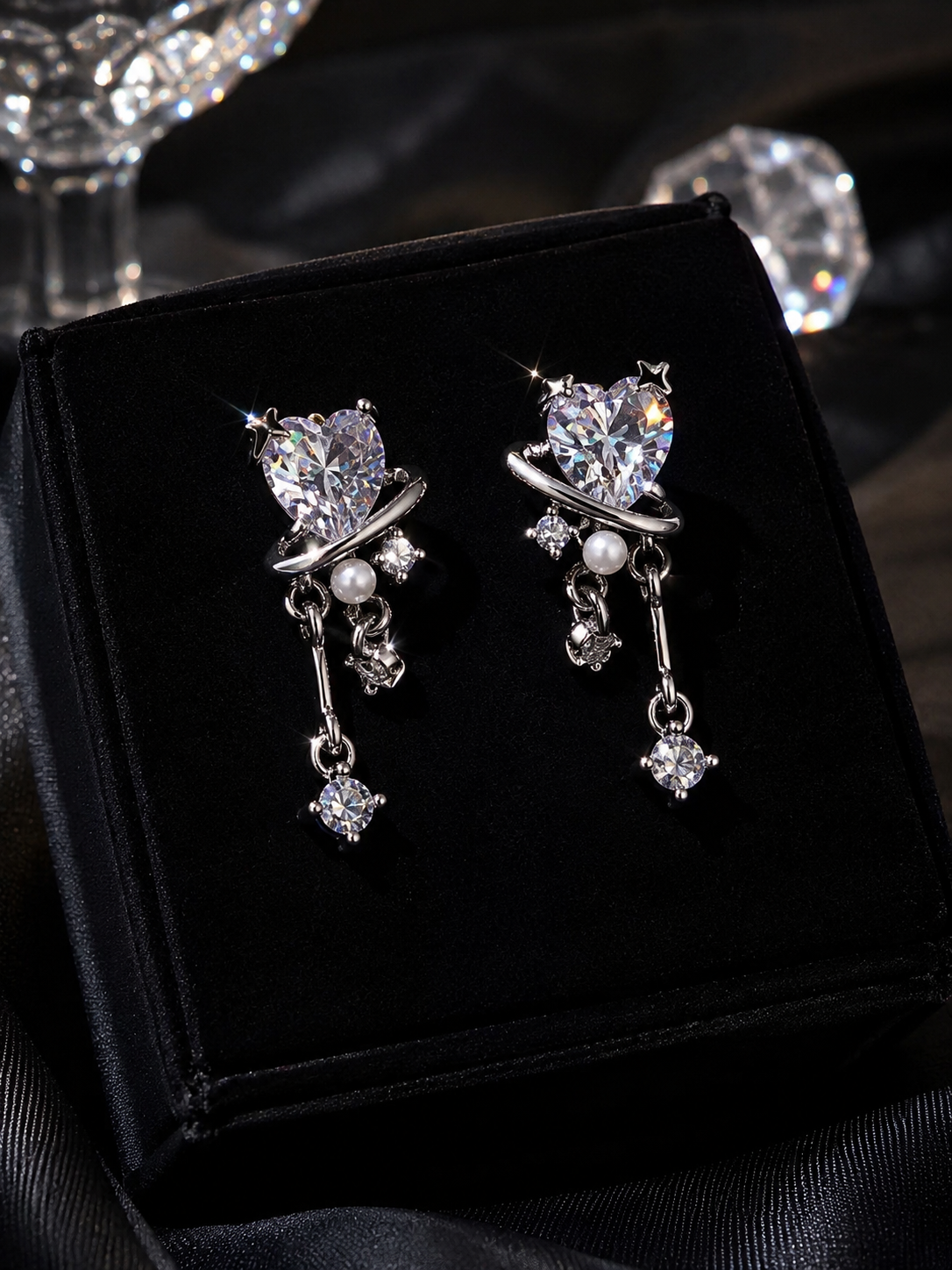 Celestial Heart Crystal Earrings