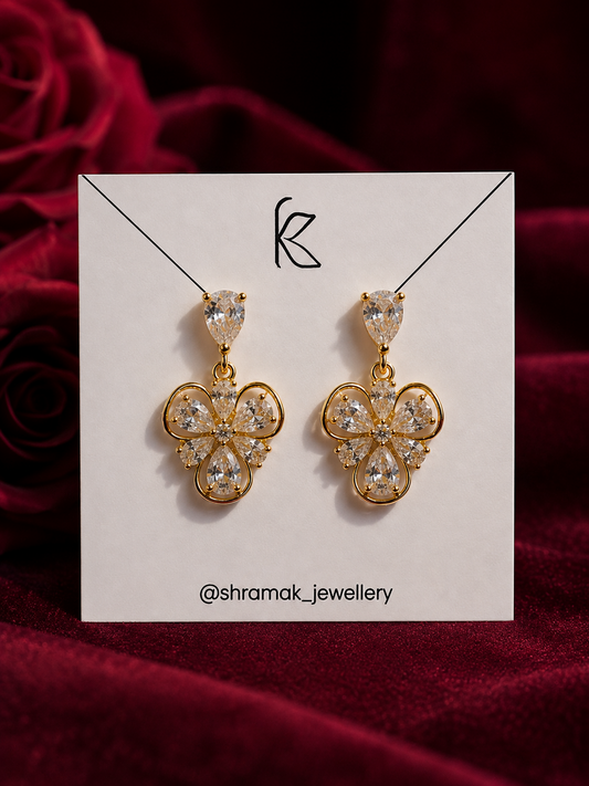 Crystal Floral Drop Earrings