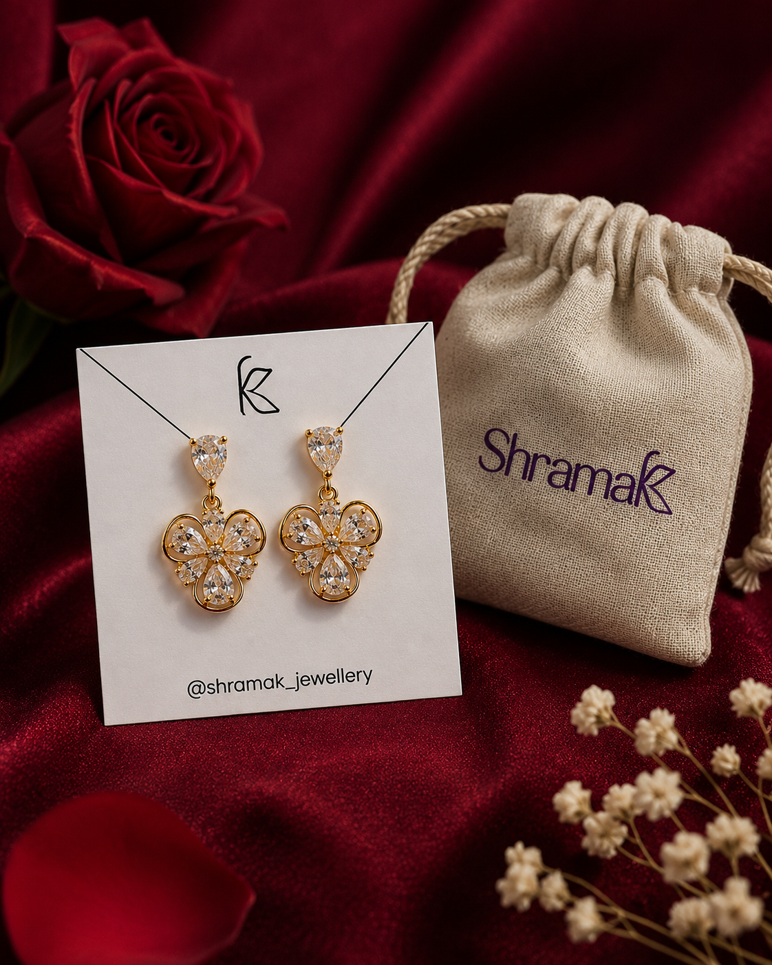 Crystal Floral Drop Earrings