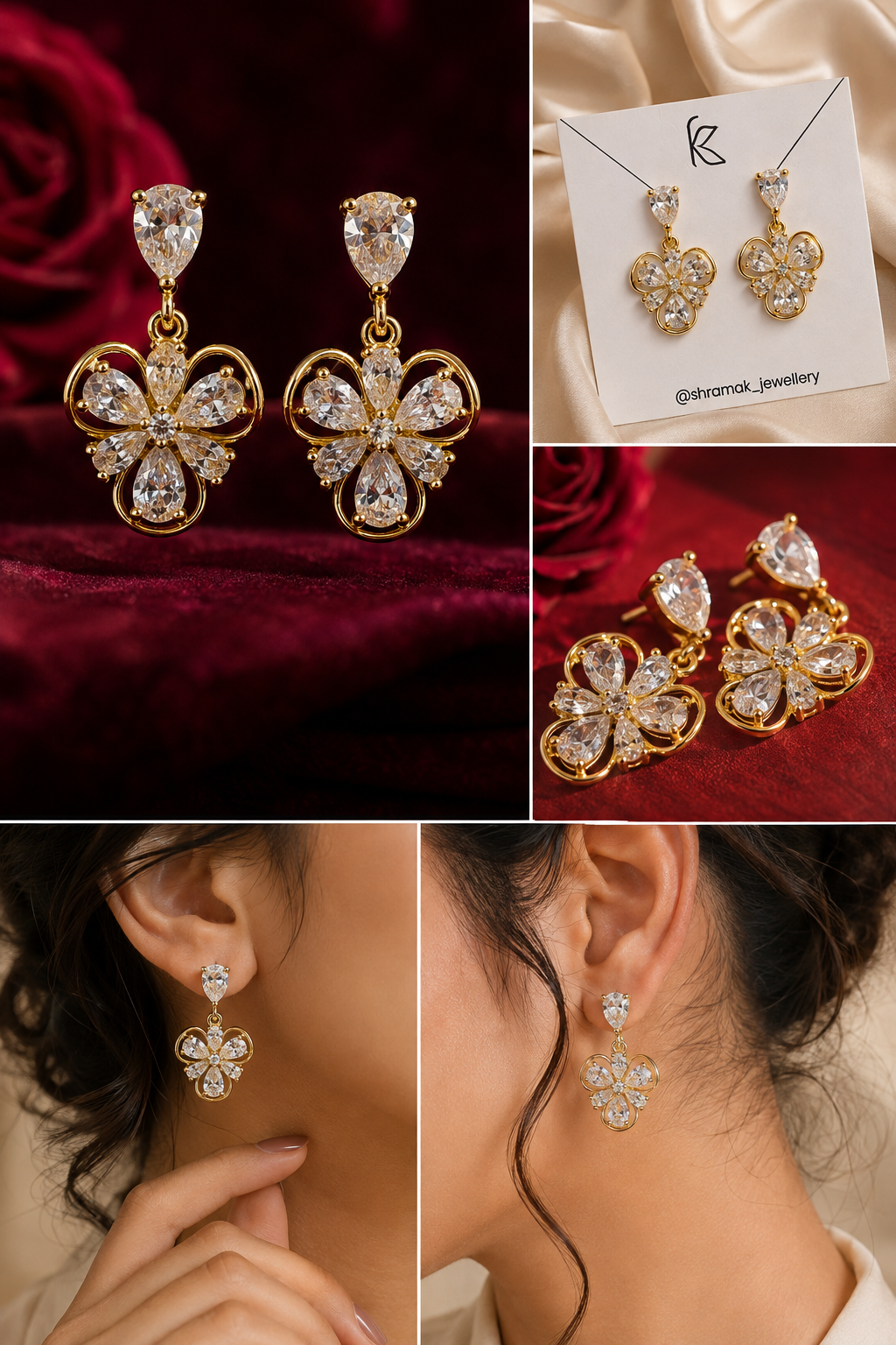 Crystal Floral Drop Earrings