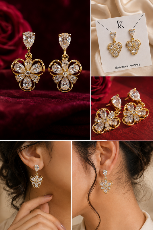 Crystal Floral Drop Earrings