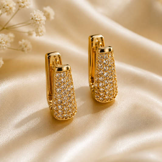 Pavé CZ Huggie Hoop Earrings