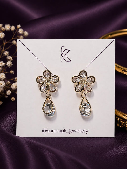 Floral Crystal Drop Earrings