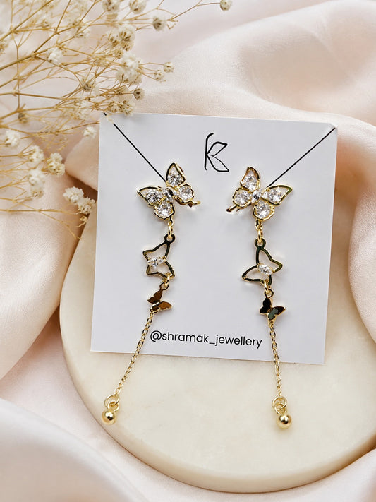 Golden Butterfly Cascade Earrings