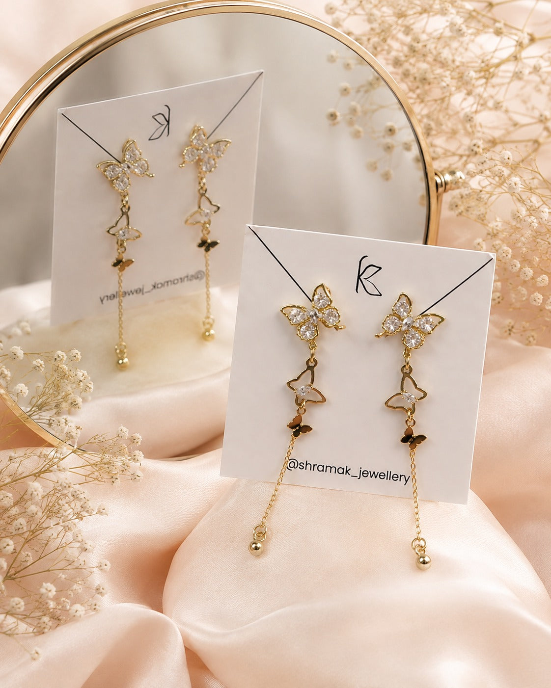 Golden Butterfly Cascade Earrings