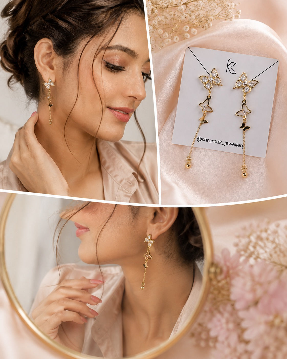Golden Butterfly Cascade Earrings