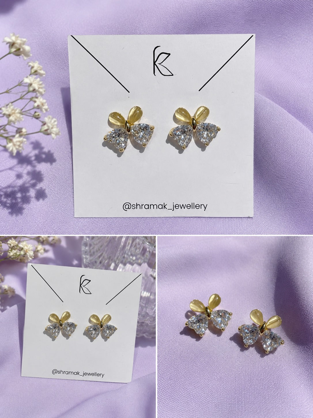 Crystal Blossom Bow Studs