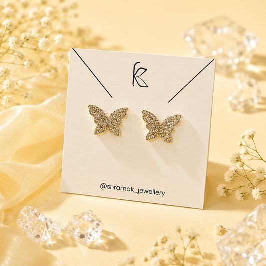 Golden Butterfly Crystal Studs